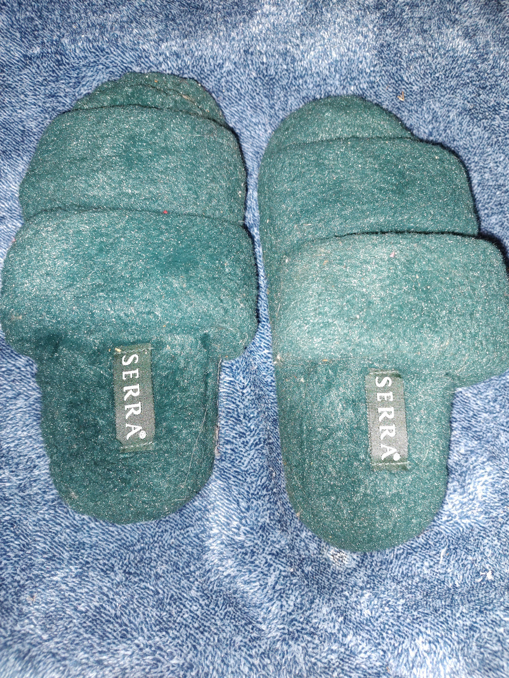Green fuzzy slippers